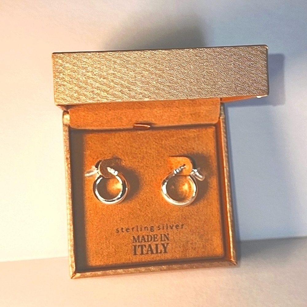 Sterling Silver Hoop Knot Earrings - Made in Italy - Silver